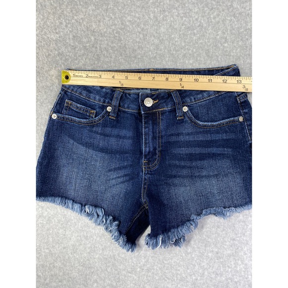 Just USA Denim Shorts Womens 25 Dark Blue Excellent Raw Frayed Hem AB705 - Picture 7 of 9